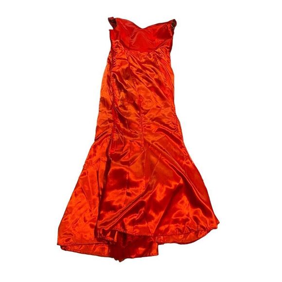 Vintage Elegant Red and Gold Lace Embroidered Peacock Lace Maxi Dress - Picture 12 of 15